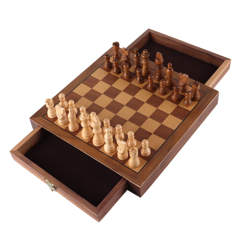 Chess Wooden high quality handmade board with drawer